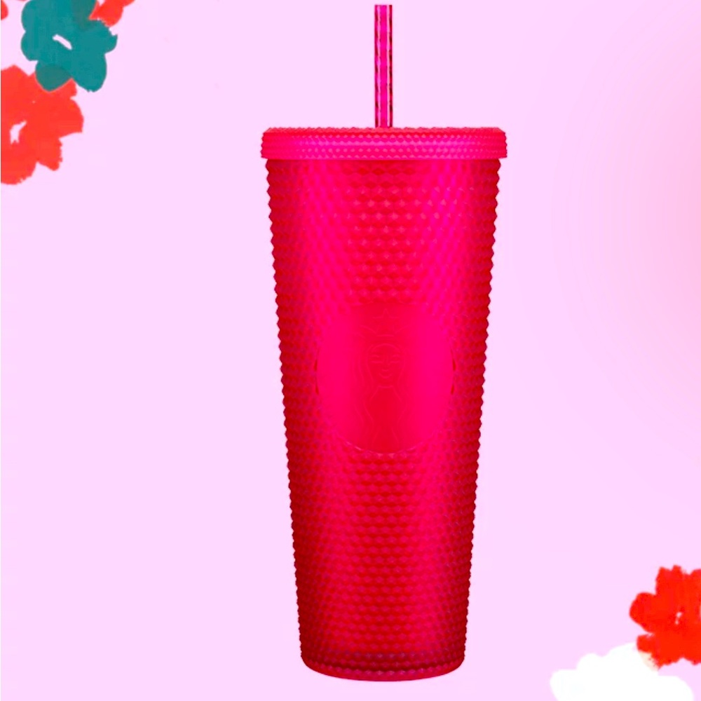 COPY - 2023 Spring ruby hot pink jelly Starbucks studded tumbler 24oz